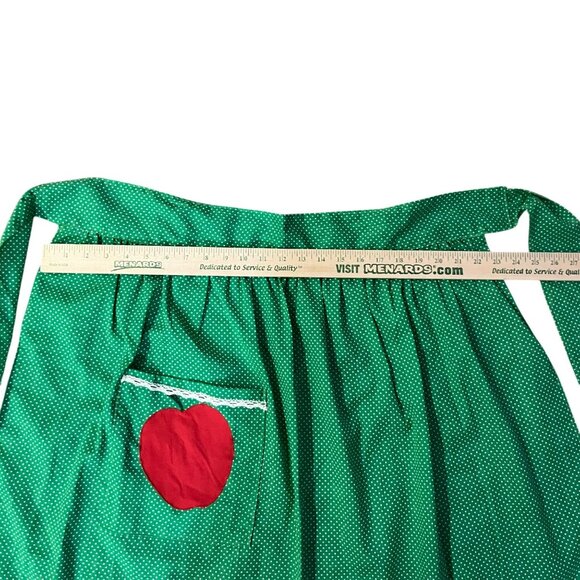 Handmade Green Polka Dot Apple Half Kitchen Apron Used - Picture 9 of 9